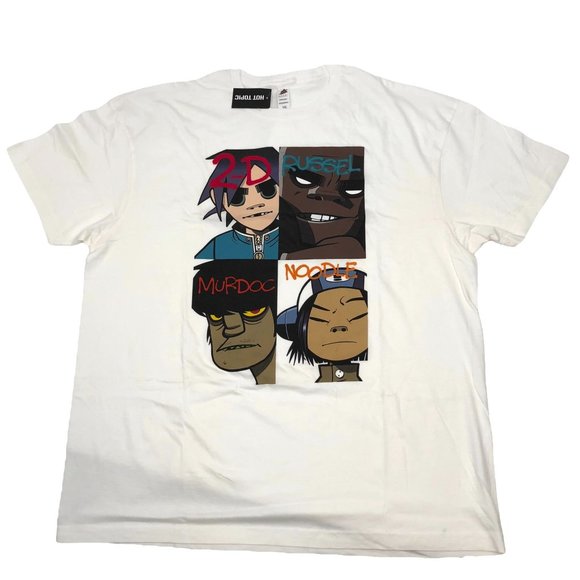 Hot Topic Other - NEW Gorillaz T Shirt Graphic Tee White 2D Russel Murdoc Noodle Hot Topic 2XL